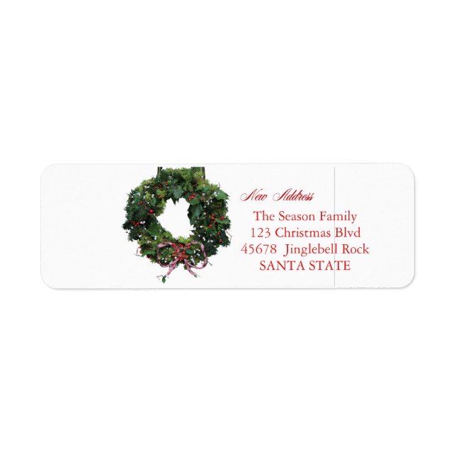 New Address x-mas wreath Holiday Label (Front)