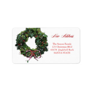 New Address x-mas wreath Holiday Label