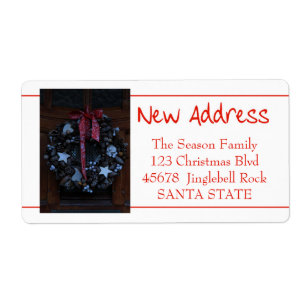 New Address x-mas wreath Holiday Label