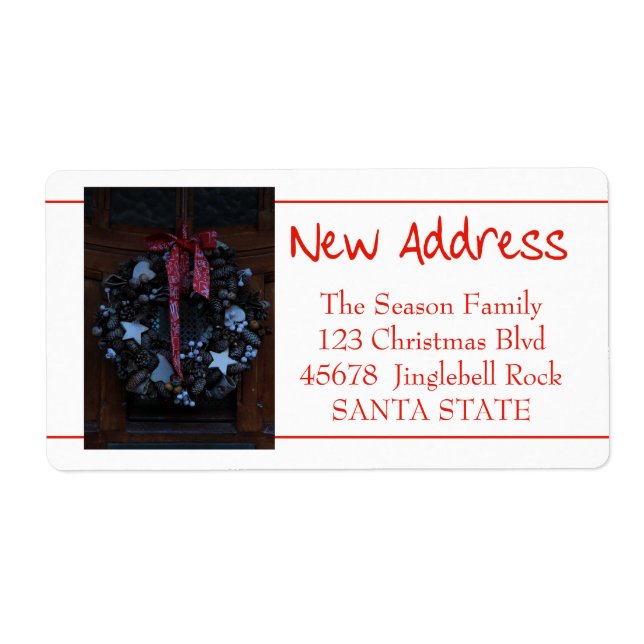New Address x-mas wreath Holiday Label (Front)