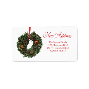 New Address x-mas wreath Holiday Label