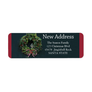 New Address x-mas wreath Holiday Label