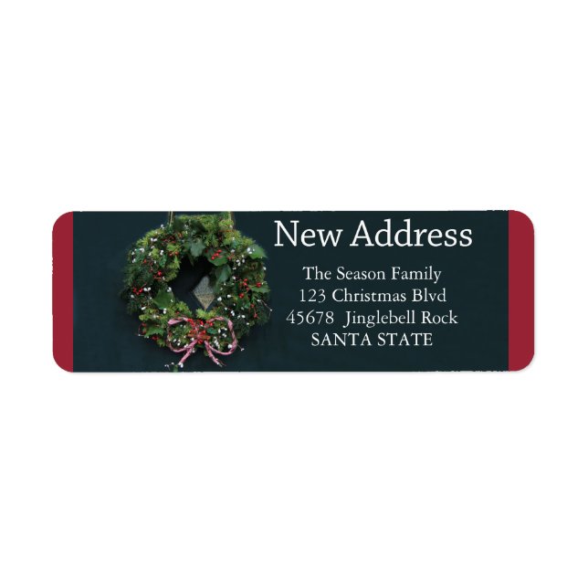 New Address x-mas wreath Holiday Label (Front)