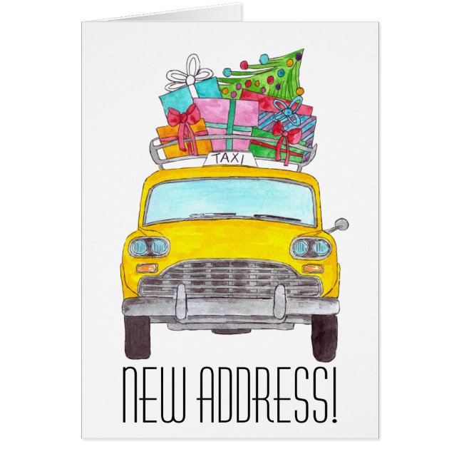 New Address Yellow Cab Taxi Christmas Gifts (Front)