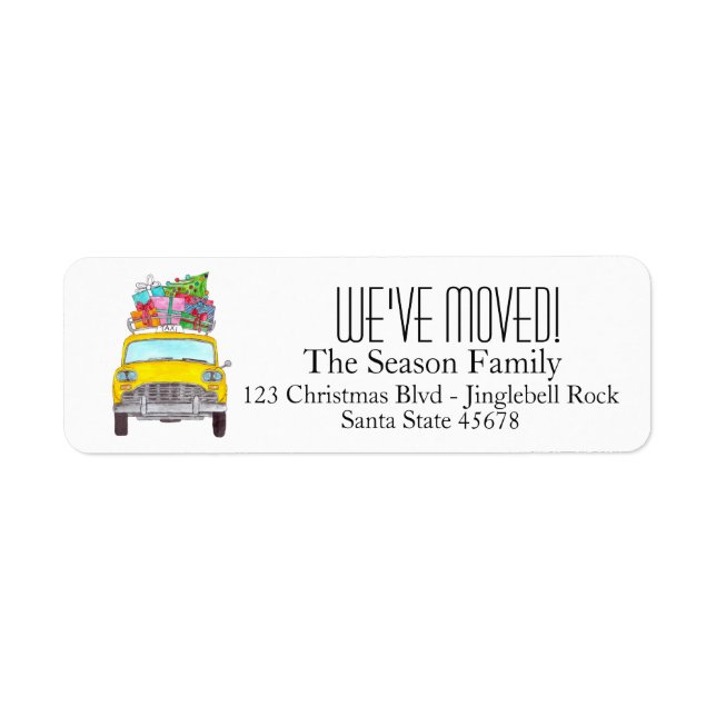 New Address Yellow Cab Taxi Christmas Gifts (Front)