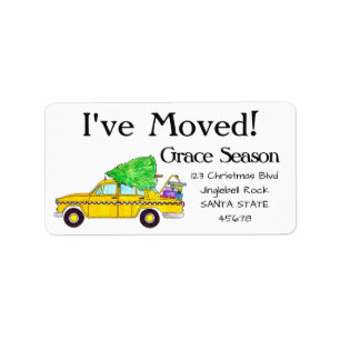 New Address Yellow Cab Taxi Christmas Gifts Label