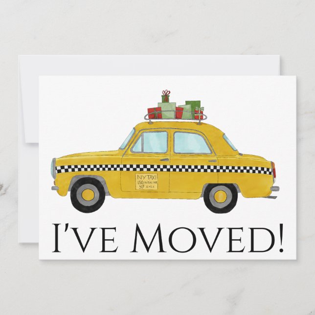 New Address Yellow Cab Taxi Christmas tree Invitation (Front)