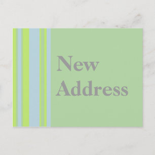 New Address yellow grey blue stripes Announcement Postcard
