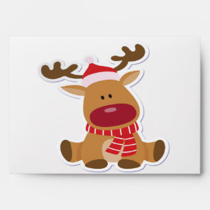 New Adorable Reindeer Christmas Holiday Custom Envelope