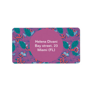 New adress return label floral colourful sticker