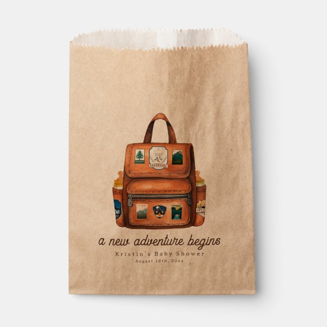 New Adventure Backpack + Bottles Baby Shower Favour Bags (Front)