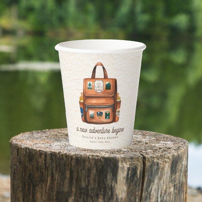 New Adventure Backpack + Bottles Baby Shower Paper Cups (Creator Uploaded)