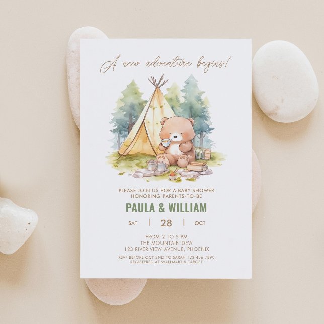 New Adventure Happy Camper Baby Boy Shower Invite (Creator Uploaded)