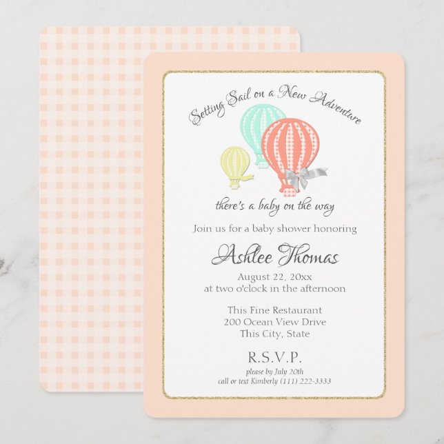 New Adventure Hot Air Balloons Baby Shower Invitation (Front/Back)