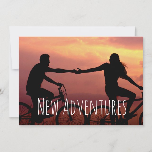 New Adventures Engagement Custom Photo wedding Save The Date (Front)
