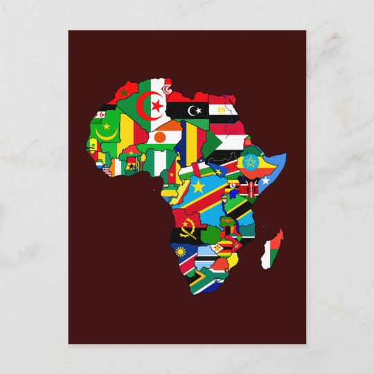 Africa Map With Country Flags New African Country Flags Flag Map Of Africa Postcard | Zazzle.co.uk