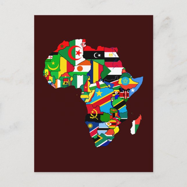 New African Country Flags Flag Map of Africa Postcard (Front)