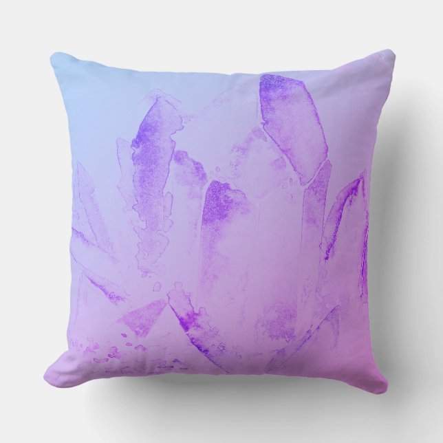 *~* New Age Abstract Modern Watercolor Crystals Cushion (Front)