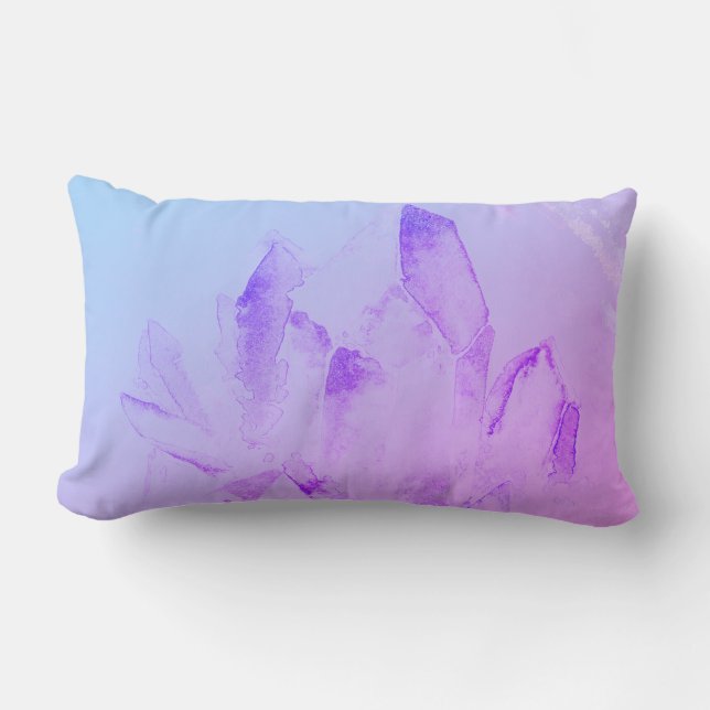 *~* New Age Abstract Modern Watercolor Crystals Lumbar Cushion (Front)
