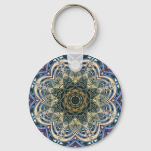 New Age Bohemian Yoga Blue Purple Mandala Key Ring