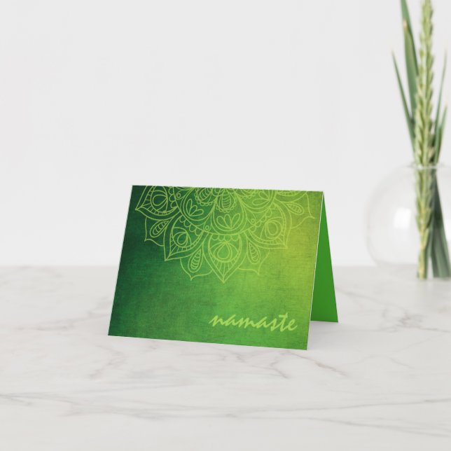 New Age Mehendi Style Kiwi Toned Mandala Card (Front)
