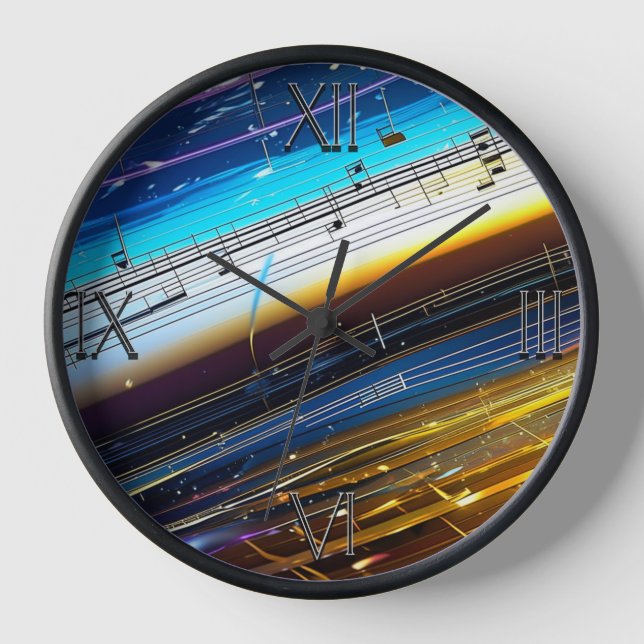 New Age Music Notation Wall Clock 10-inch round (Front)