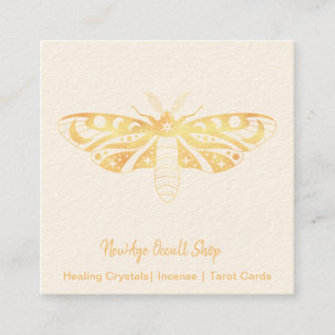 New Age Occult Shop Gold Moth Square Business Card