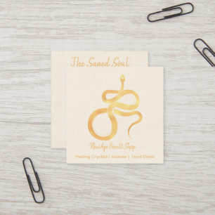New Age Occult Shop Gold Snake Square Business Card