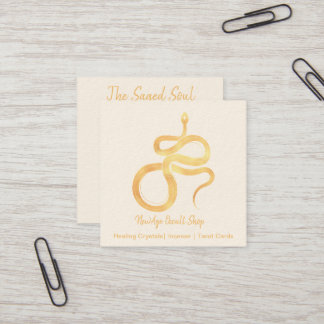 New Age Occult Shop Gold Snake Square Business Card