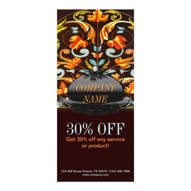 New Age Yoga bohemian fall leaves mandala Rack Card (Front)