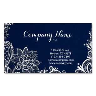 New Age Yoga navy blue henna bohemian lace Magnetic Business Card