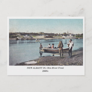 New Albany INDIANA, Ohio River Front old postcard