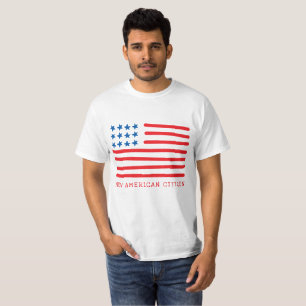 New American Citizen   Hand Drawn American Flag T-Shirt