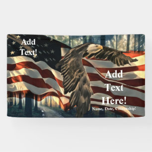 New American Citizenship Bald Eagle American Flag  Banner