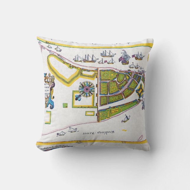 New Amsterdam Map, 1661 Cushion (Front)