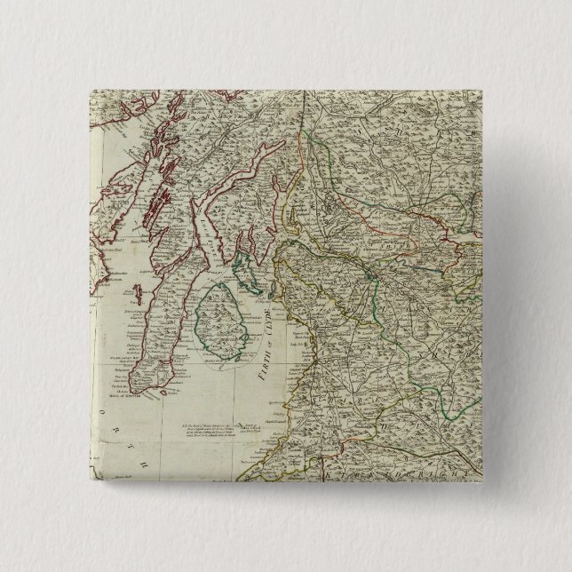 New and correct map of Scotland 15 Cm Square Badge (Front)