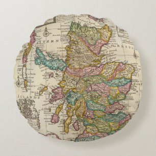 New and correct map of Scotland and the Isles Round Cushion