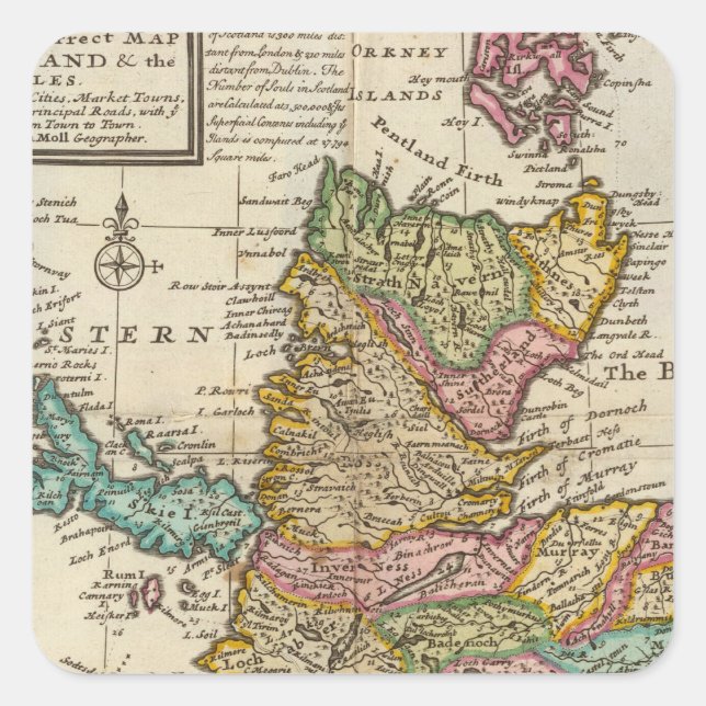 New and correct map of Scotland and the Isles Square Sticker (Front)