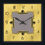 New Art Deco Design Square Square Wall Clock<br><div class="desc">I have added a new Art Deco Style design to this square clock,  using commercial elements that I have colored.  Something unique for your home or to give as a gift to art deco lovers.</div>