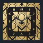 New Art Deco square Wall Square Wall Clock<br><div class="desc">I have this design on other items in my store. I have also created this clock face for adding to a wall clock. A new Art Deco square wall clock for your home. This looks smart and would look great on a plain wall. In black and gold this would go...</div>