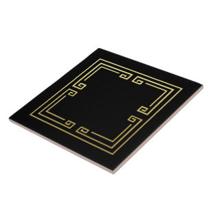New Art Deco Style Black and Gold Tile