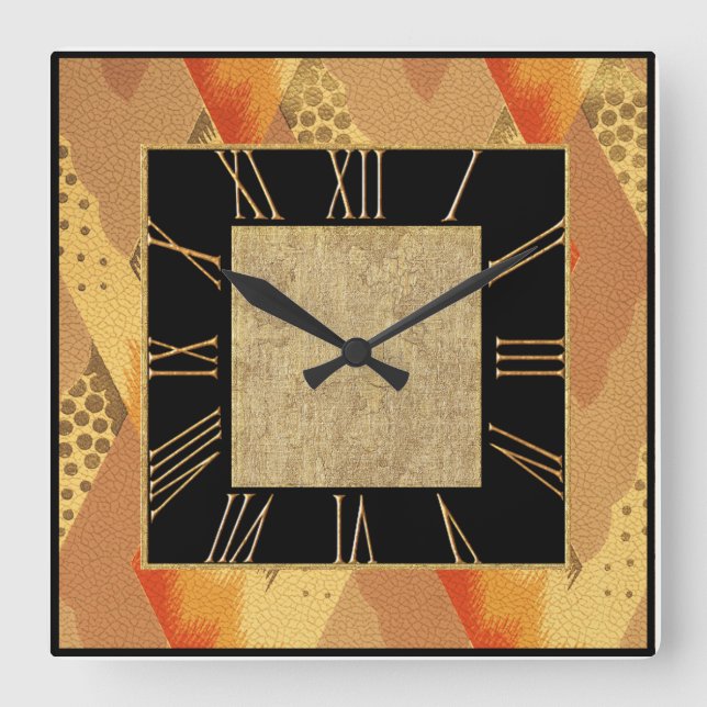 New Art Deco Style Square Wall Clock (Front)