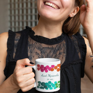 New Aunt Abstract Rainbow Polka Dots Personalized Coffee Mug