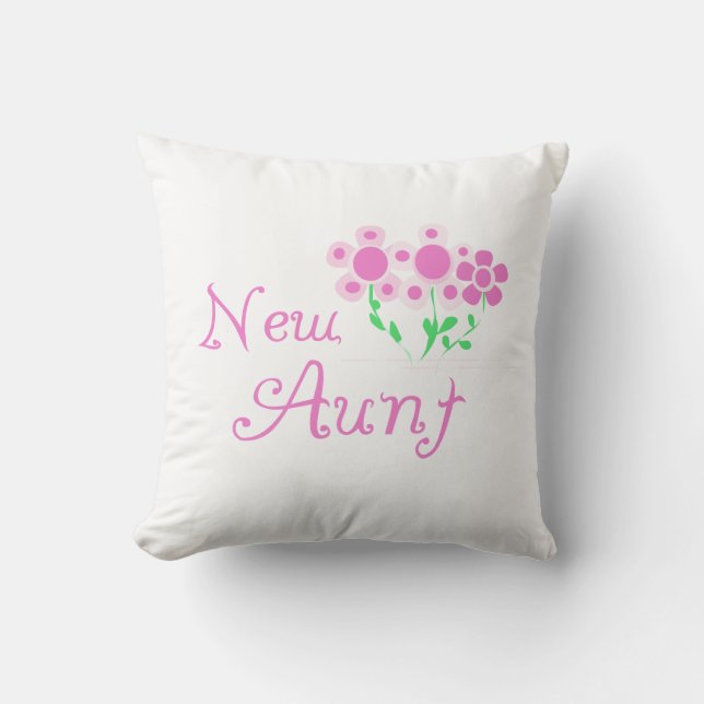 New Aunt Pink Flowers T-shirts and Gifts Cushion (Front)