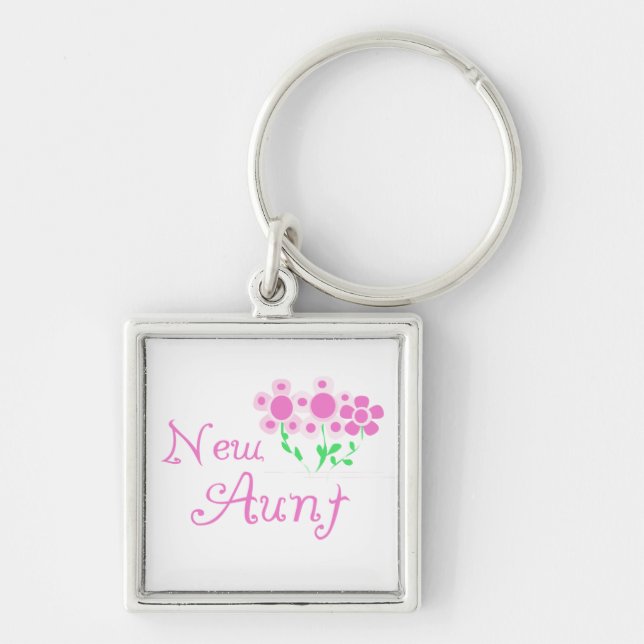 New Aunt Pink Flowers T-shirts and Gifts Key Ring (Front)