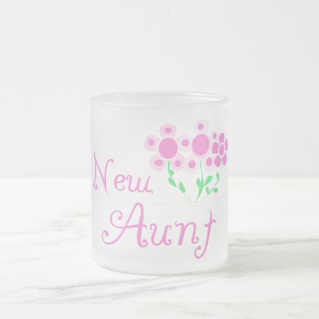 New Aunt Pink Flowers Tshirts and Gifts Frosted Glass Coffee Mug (Center)