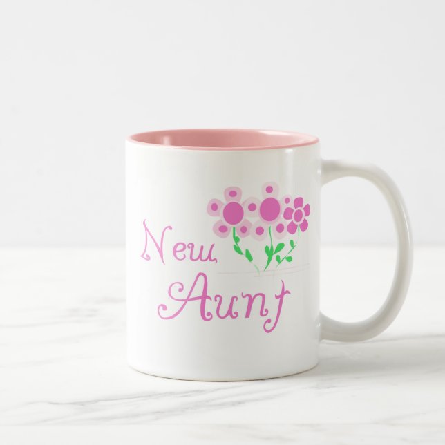 New Aunt Pink Flowers Tshirts and Gifts Two-Tone Coffee Mug (Right)