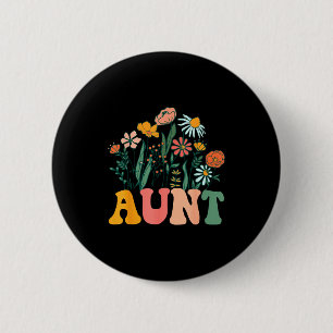 New Aunt Wildflower First Birthday & Baby Show 6 Cm Round Badge