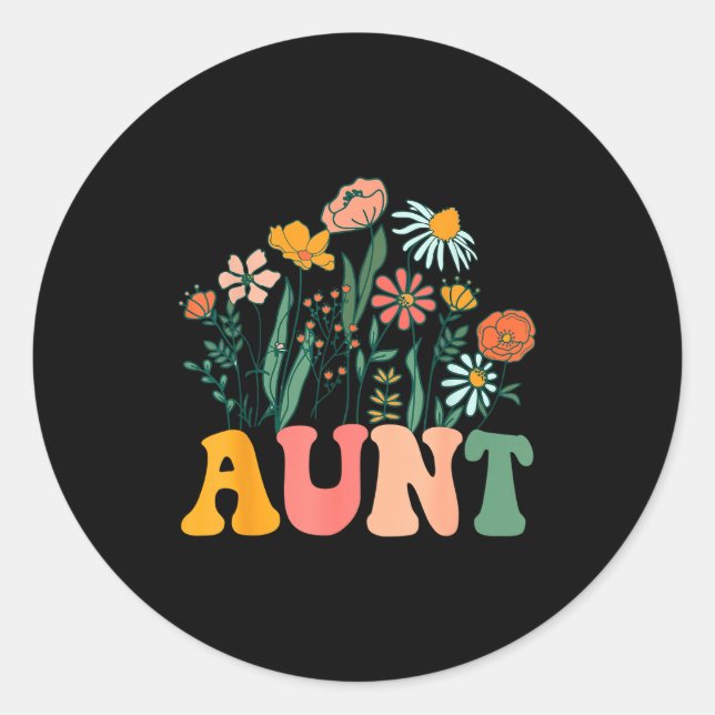 New Aunt Wildflower First Birthday &amp; Baby Show Classic Round Sticker (Front)