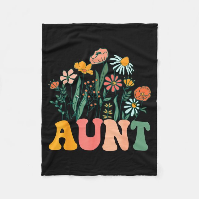 New Aunt Wildflower First Birthday &amp; Baby Show Fleece Blanket (Front)